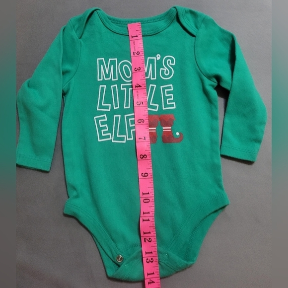 4/$30 - little Elf Green Long Sleeve Romper Diaper Shirt - Size 6M - Picture 3 of 6